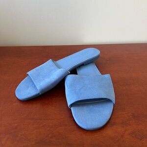 NWOT - J Crew Blue Suede Slide on Sandals - Size 9